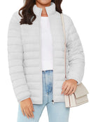 TACVASEN Full Zip Up Puffer Jacket Womens Winter Lightweight Quilted Down Warm Coats Casual Windbreaker Oversize Outwear Outdoor