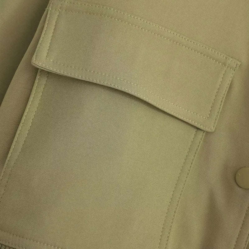 Women Fashion With Pockets Bomber Jacket Coats Vintage Long Sleeve Front Button Casual Female Outerwear Chic Tops