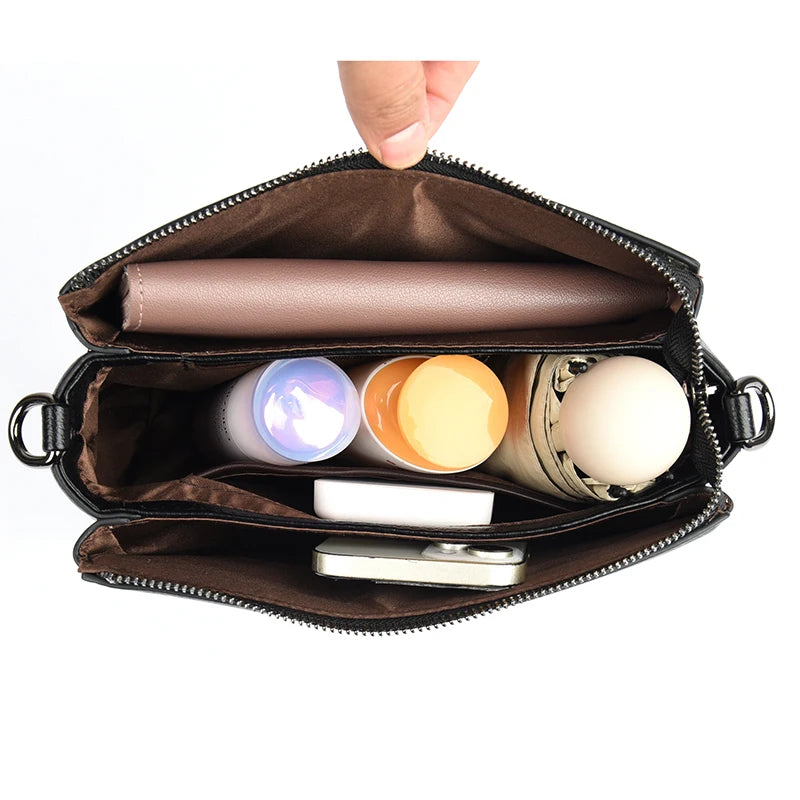 Versatile PU Crossbody Bag for Women Stylish High Quality Brand Design Zipper Solid Color Pattern Casual Daily Use Shoulder Bag