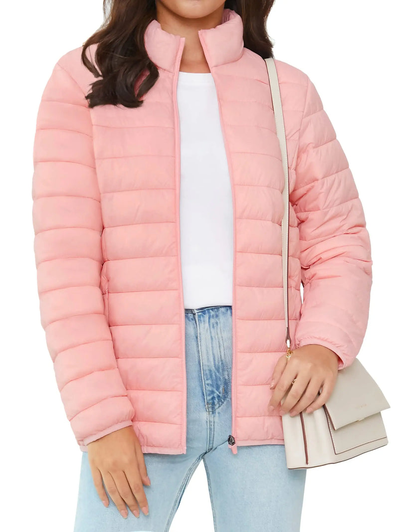 TACVASEN Full Zip Up Puffer Jacket Womens Winter Lightweight Quilted Down Warm Coats Casual Windbreaker Oversize Outwear Outdoor