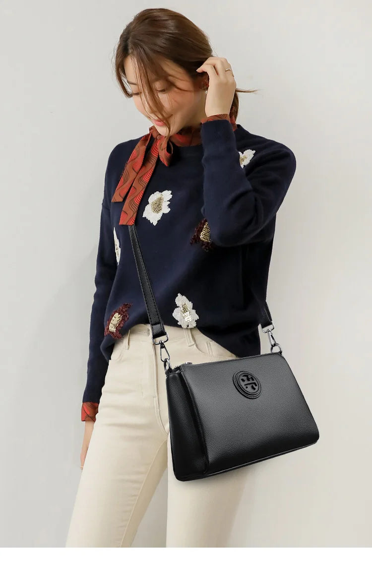 Versatile PU Crossbody Bag for Women Stylish High Quality Brand Design Zipper Solid Color Pattern Casual Daily Use Shoulder Bag