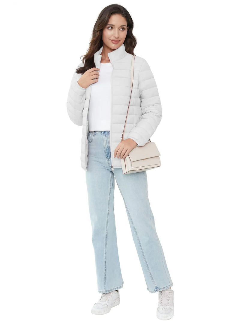 TACVASEN Full Zip Up Puffer Jacket Womens Winter Lightweight Quilted Down Warm Coats Casual Windbreaker Oversize Outwear Outdoor