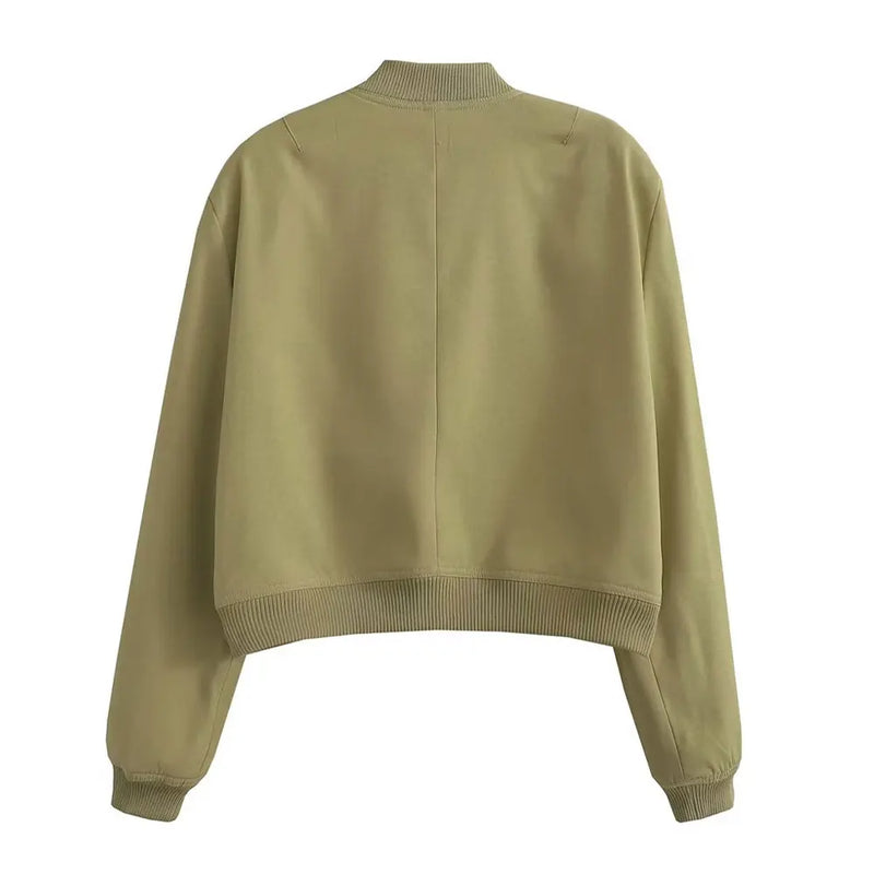 Women Fashion With Pockets Bomber Jacket Coats Vintage Long Sleeve Front Button Casual Female Outerwear Chic Tops