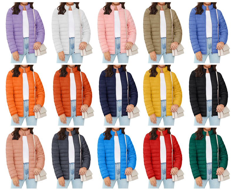TACVASEN Full Zip Up Puffer Jacket Womens Winter Lightweight Quilted Down Warm Coats Casual Windbreaker Oversize Outwear Outdoor