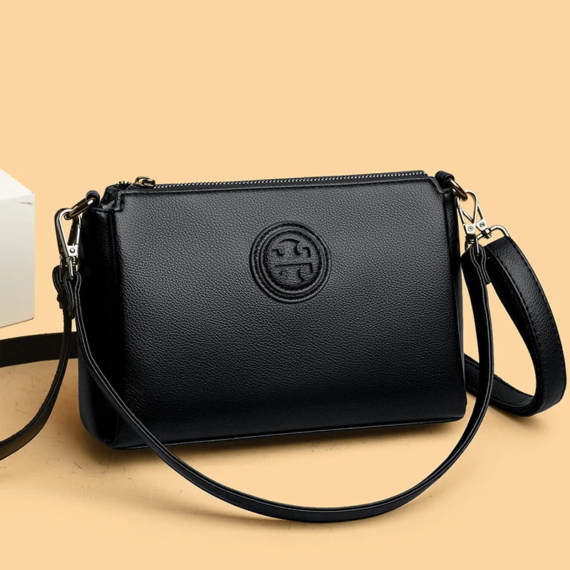 Versatile PU Crossbody Bag for Women Stylish High Quality Brand Design Zipper Solid Color Pattern Casual Daily Use Shoulder Bag