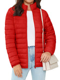 TACVASEN Full Zip Up Puffer Jacket Womens Winter Lightweight Quilted Down Warm Coats Casual Windbreaker Oversize Outwear Outdoor